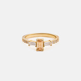 Christina brown diamond emerald 14k gold ring