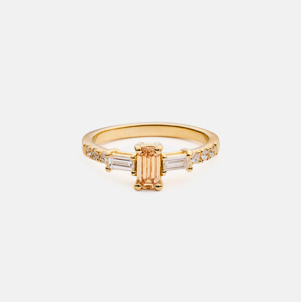 Christina brown diamond emerald 14k gold ring