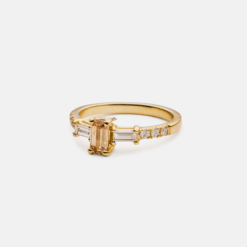 Christina brown diamond emerald 14k gold ring