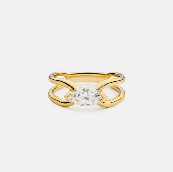 Emily marquis double band 14k gold ring