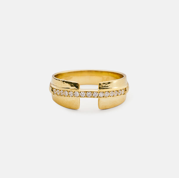 Eva rustic statement ring 14k gold
