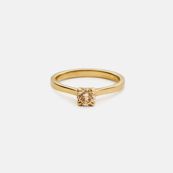 Helena hidden halo natural brown diamond ring 0.5ct 14k gold