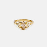 Breana romantic natural diamond bezel 14k gold ring