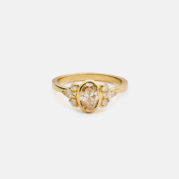 Breana romantic natural diamond bezel 14k gold ring