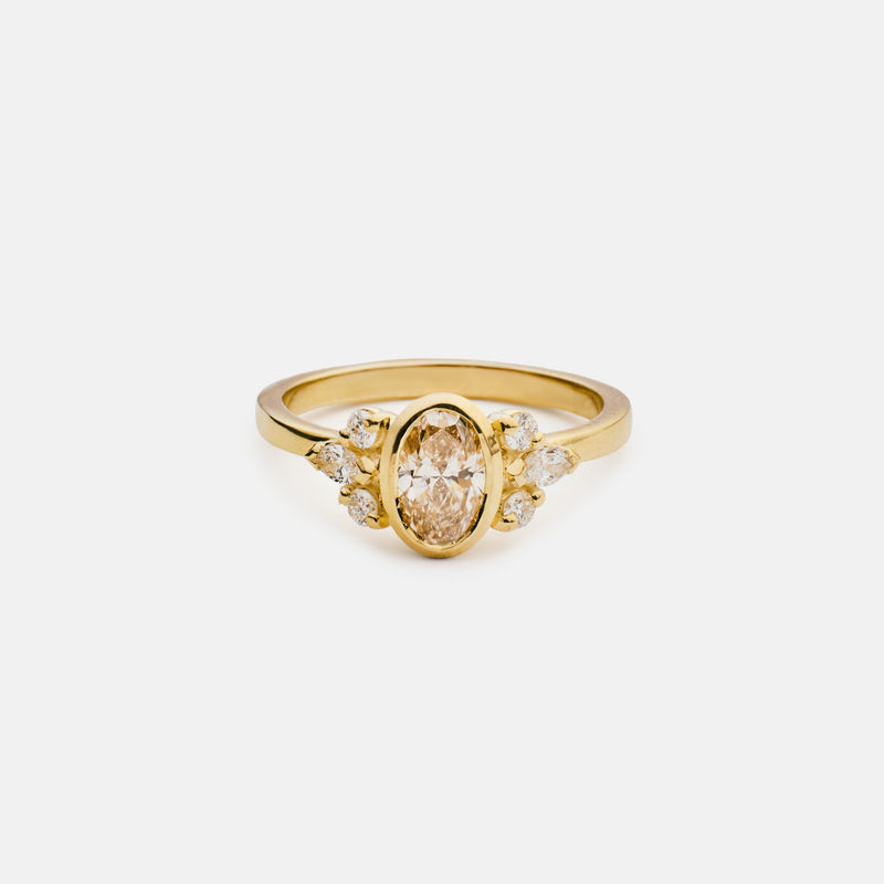 Breana romantic natural diamond bezel 14k gold ring