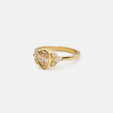 Breana romantic natural diamond bezel 14k gold ring