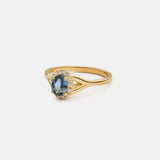 Theresa split halo signature sapphire 14k gold ring