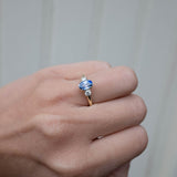 Oval sapphire trilogy rings with natural diamonds