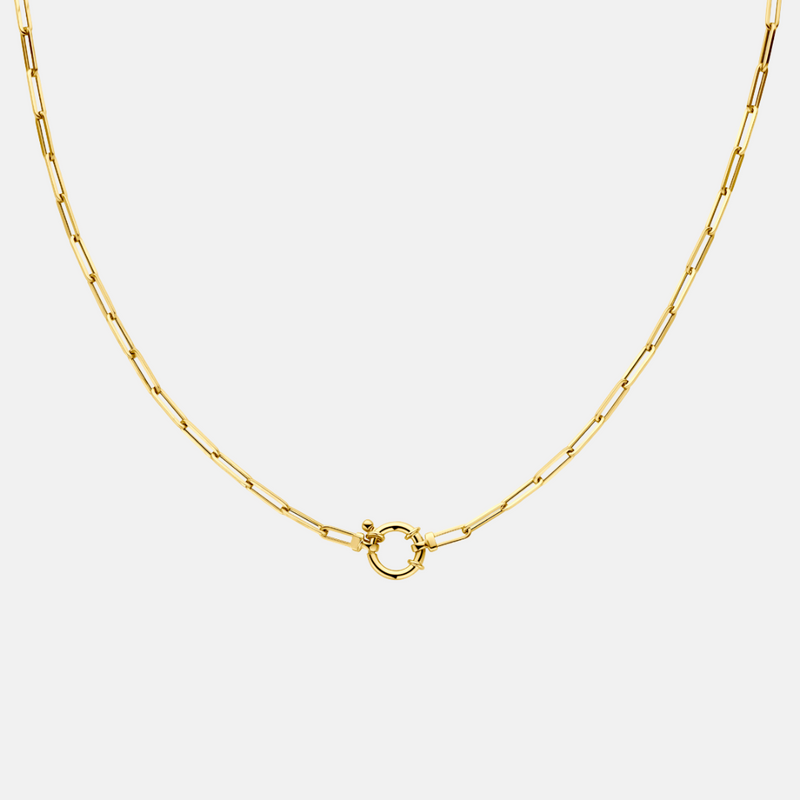 Tiny drawn necklace with spring ring 14k gold