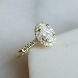 Halo diamond pave ring 1.2 ct centerstone