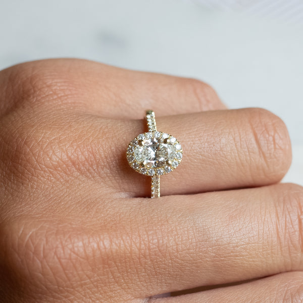 Halo diamond pave ring 1.2 ct centerstone