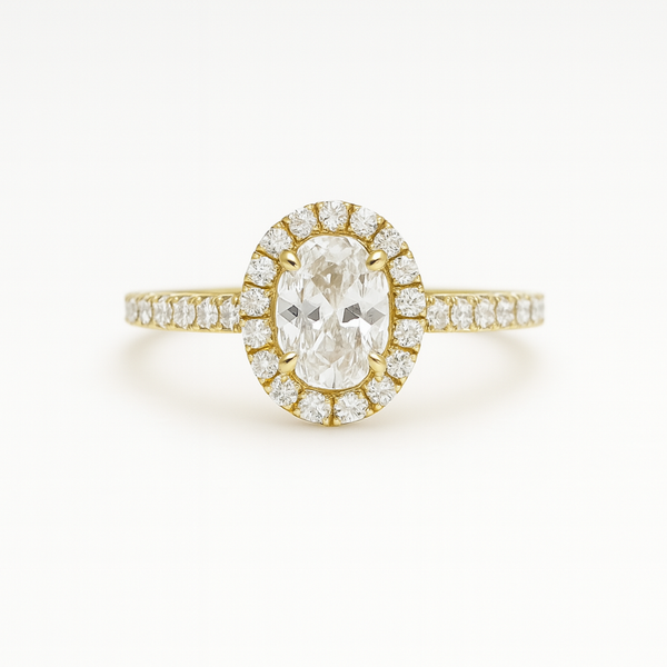 Halo diamond pave ring 1.2 ct centerstone