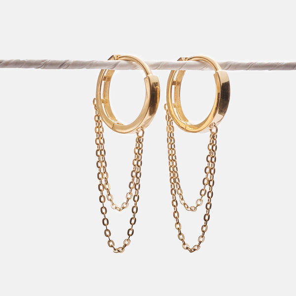 Double chain hoops 9k gold