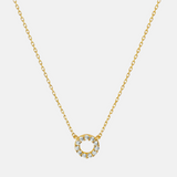 Round zirconia necklace 14k gold