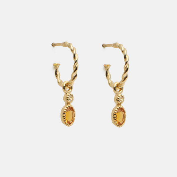 Rope earrings Citrine 9 carat