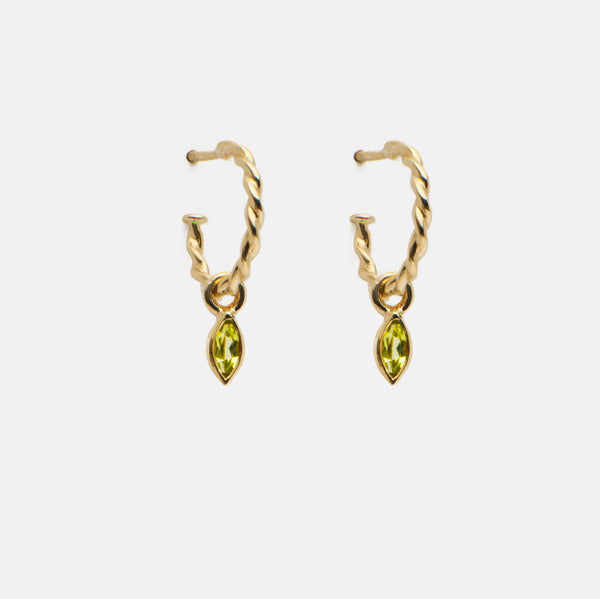 Rope earrings Peridot 9 carat