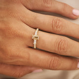 Christina brown diamond emerald 14k gold ring