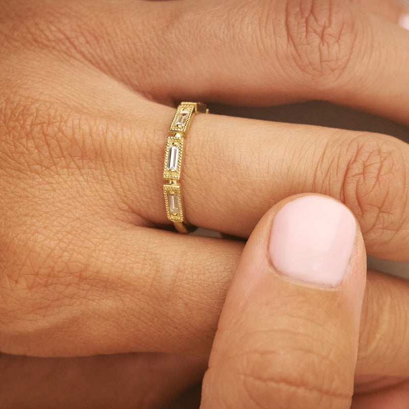 Marie brand baguette diamonds 14k gold