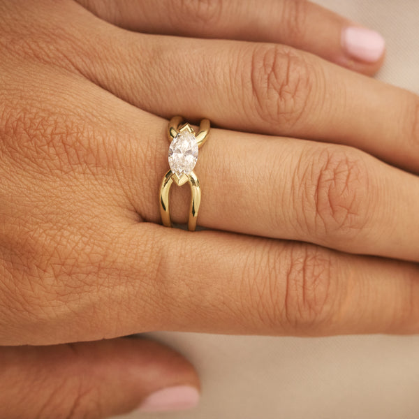 Emily marquis double band 14k gold ring
