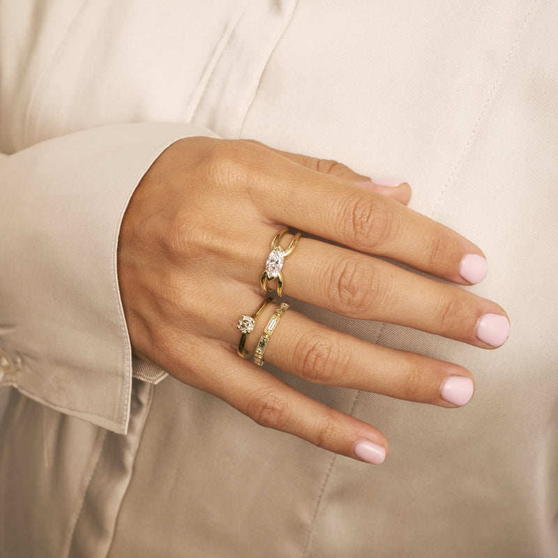 Emily marquis double band 14k gold ring