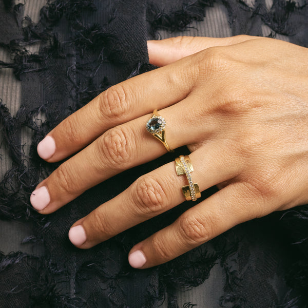 Eva rustic statement ring 14k gold