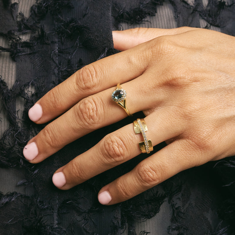Eva rustic statement ring 14k gold