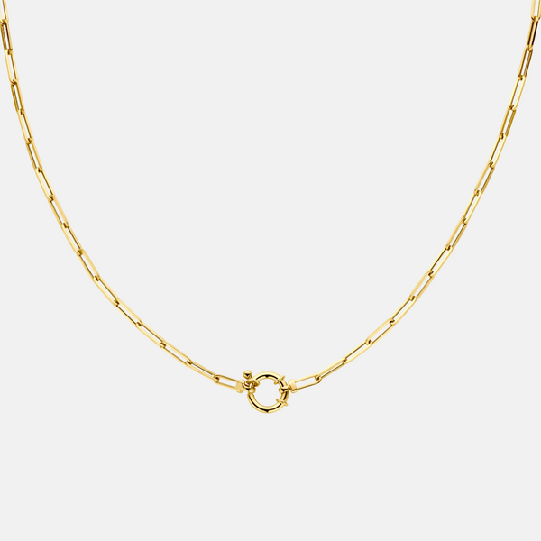 Tiny drawn necklace with spring ring 14k gold