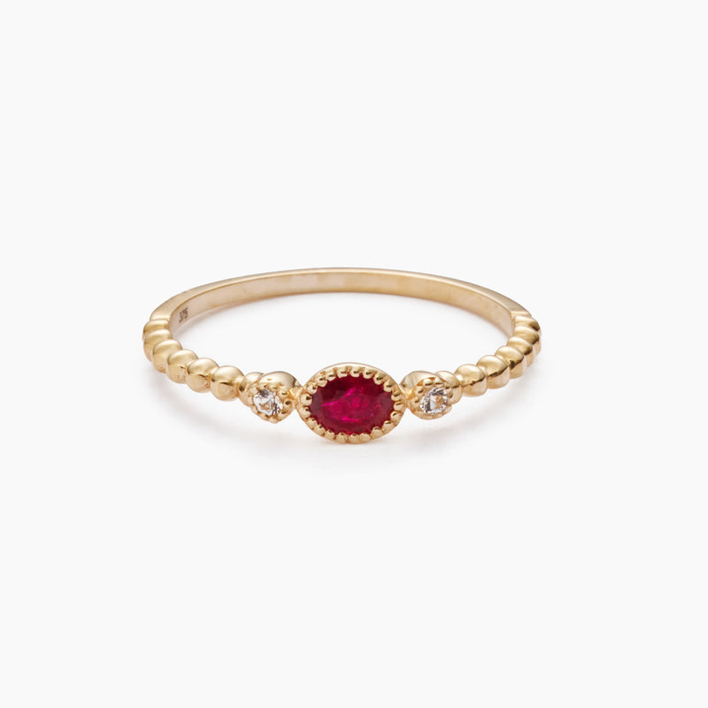 Ruby and Zirconia July Ring