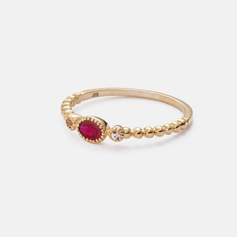Ruby and Zirconia July Ring