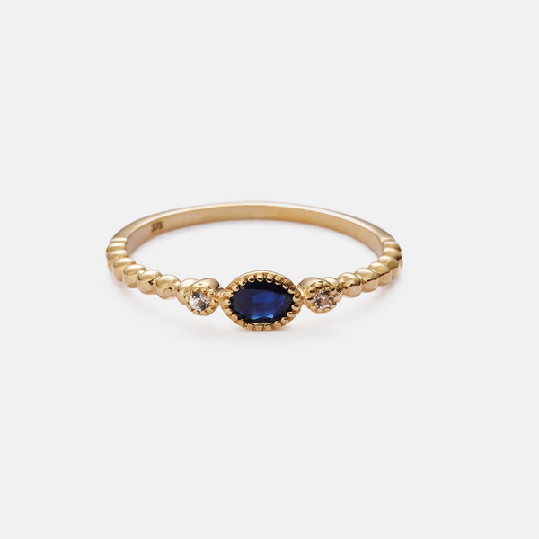Sapphire and Zirconia September Ring