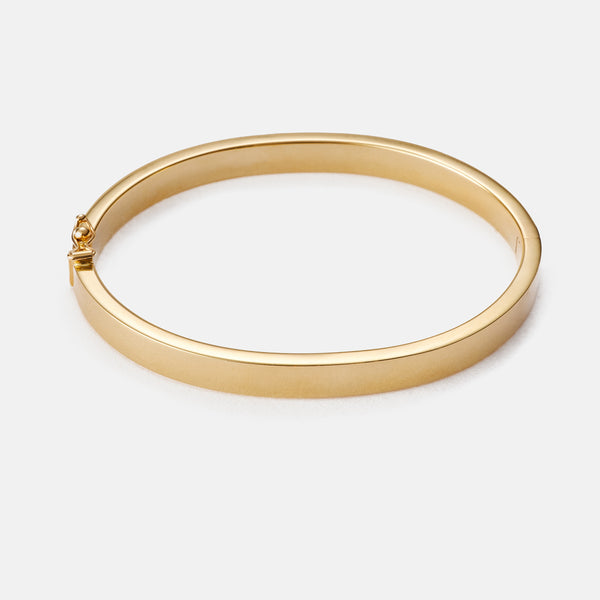 Rectangular bangle bracelet 14k gold 6mm