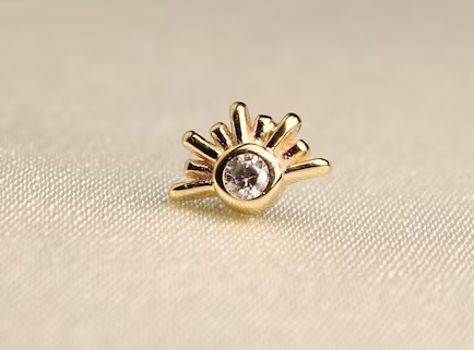 Sunrise Stud Piercing - 14 carat gold Flat Back