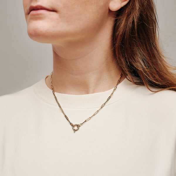Tiny drawn necklace with spring ring 14k gold