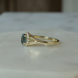Theresa split halo signature sapphire 14k gold ring