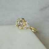 Breana romantic natural diamond bezel 14k gold ring