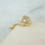 Breana romantic natural diamond bezel 14k gold ring
