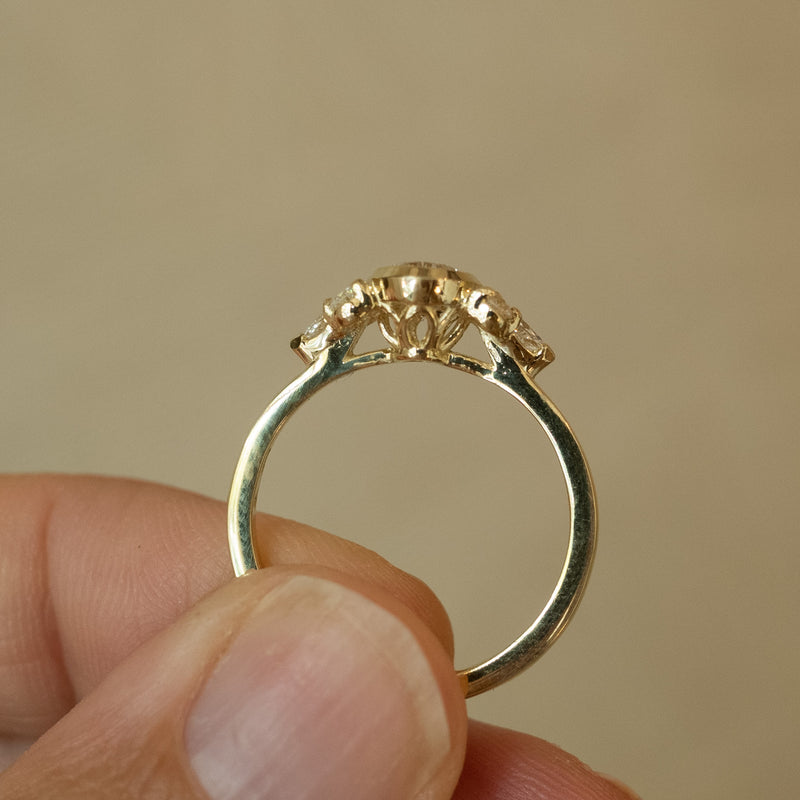 Breana romantic natural diamond bezel 14k gold ring