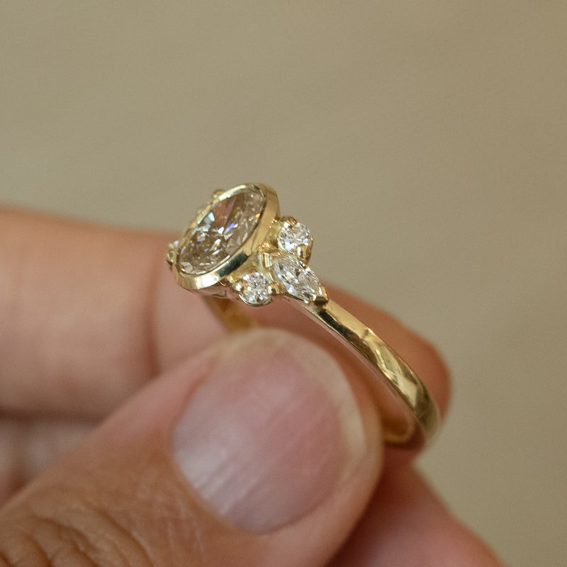 Breana romantic natural diamond bezel 14k gold ring