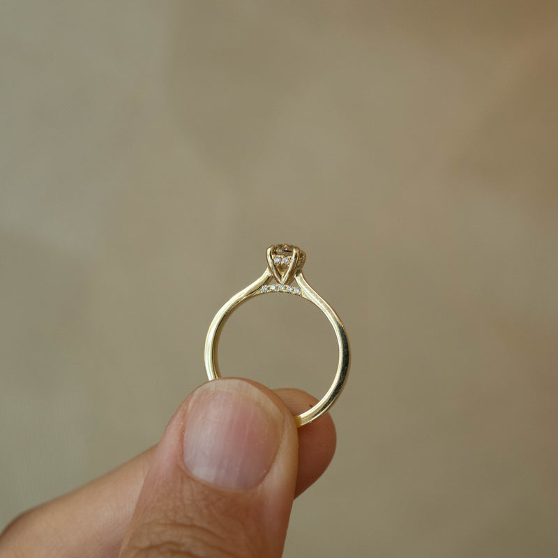 Helena hidden halo natural brown diamond ring 0.5ct 14k gold