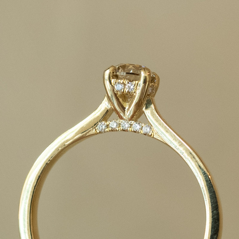 Helena hidden halo natural brown diamond ring 0.5ct 14k gold