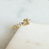 Christina brown diamond emerald 14k gold ring