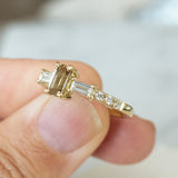 Christina brown diamond emerald 14k gold ring