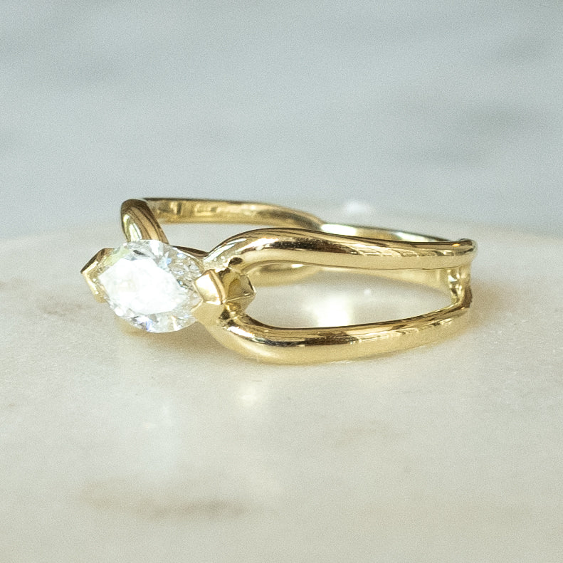 Emily marquis double band 14k gold ring