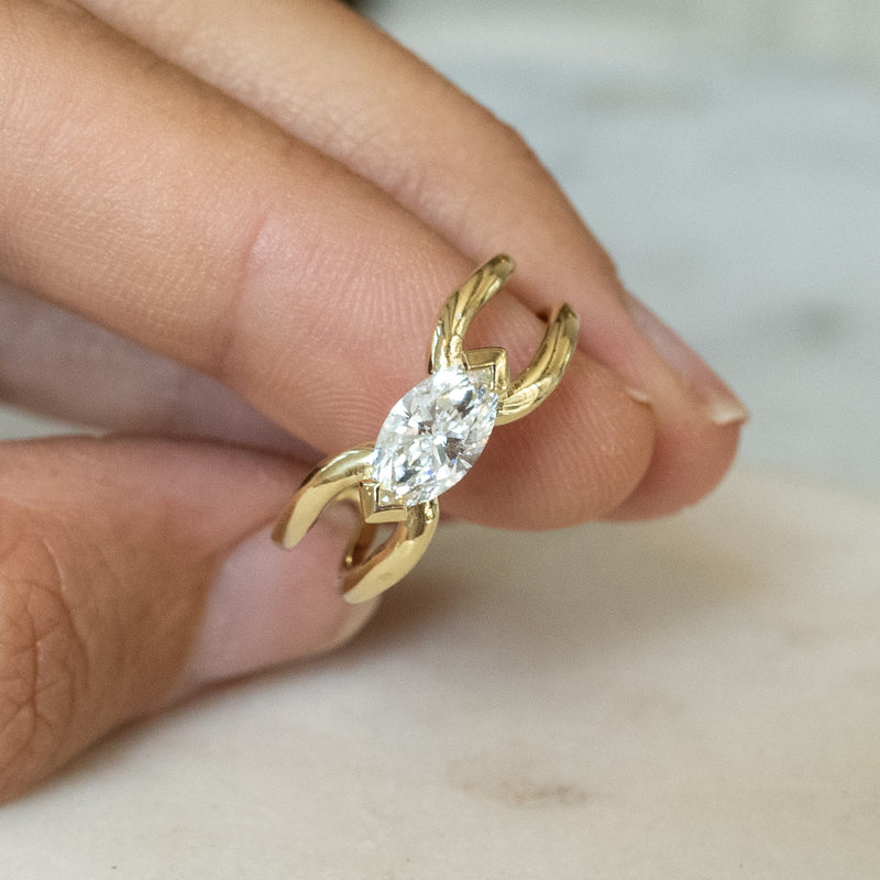 Emily marquis double band 14k gold ring