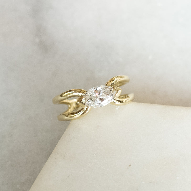 Emily marquis double band 14k gold ring