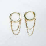 9k hoops with a chain. Small delicate earrings