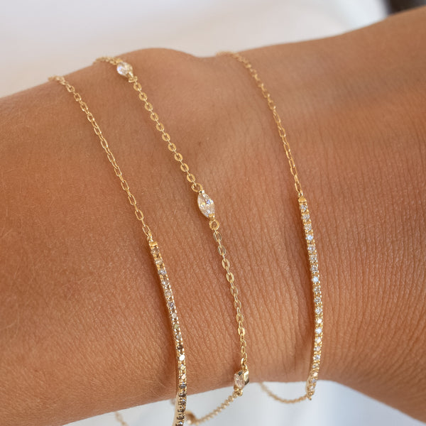 Diamond bar bracelet 14k gold
