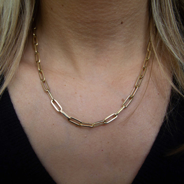 drawn chain necklace 14k gold