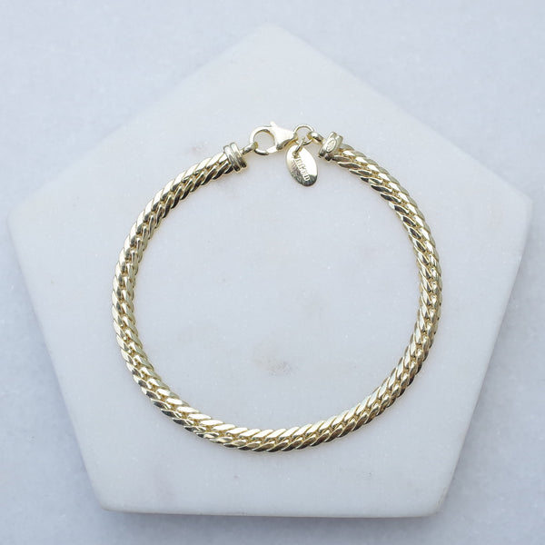 Snake bracelet 14k gold with a silver core